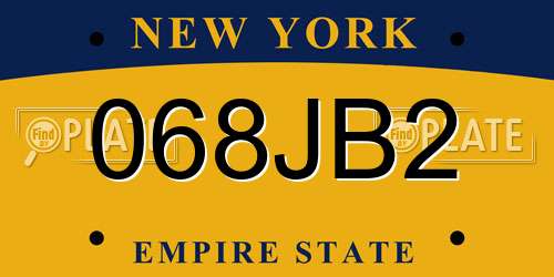 068JB2 New York License Plate