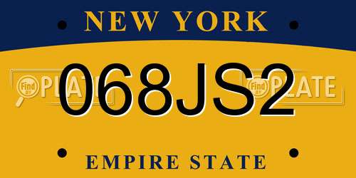 068JS2 New York License Plate