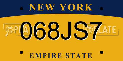 068JS7 New York License Plate