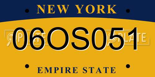 06OS051 New York License Plate