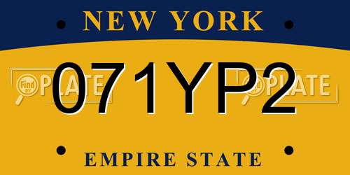 071YP2 New York License Plate