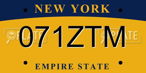 071ZTM New York License Plate