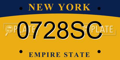 0728SC New York License Plate