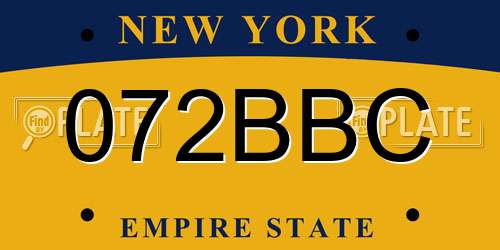 072BBC New York License Plate