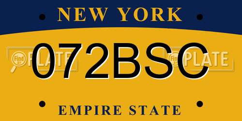 072BSC New York License Plate