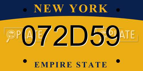 072D59 New York License Plate