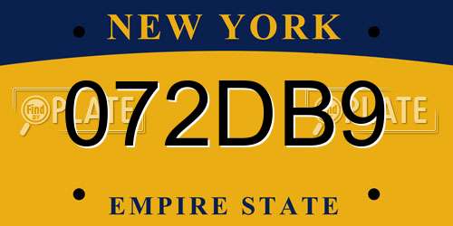 072DB9 New York License Plate