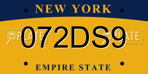 072DS9 New York License Plate