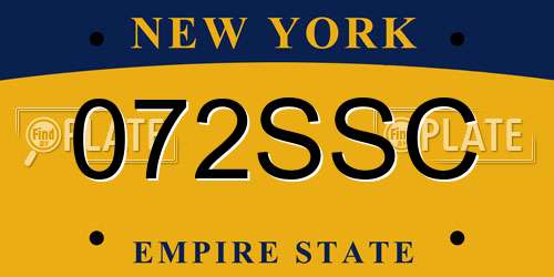 072SSC New York License Plate