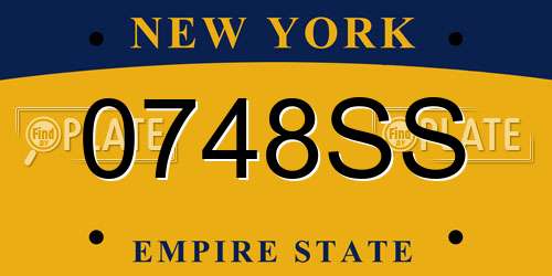 0748SS New York License Plate