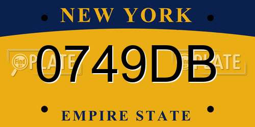 0749DB New York License Plate