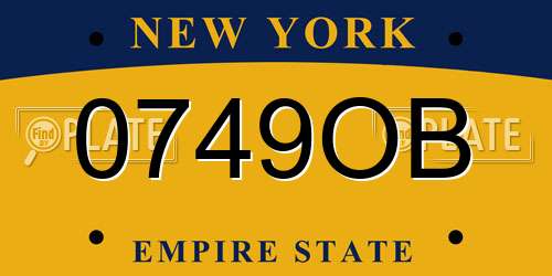 0749OB New York License Plate