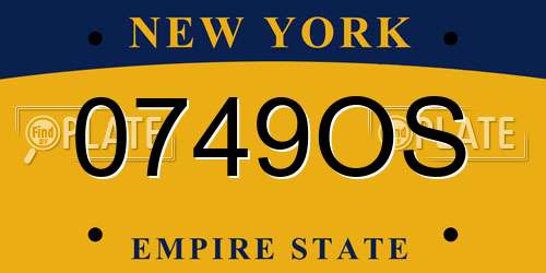 0749OS New York License Plate