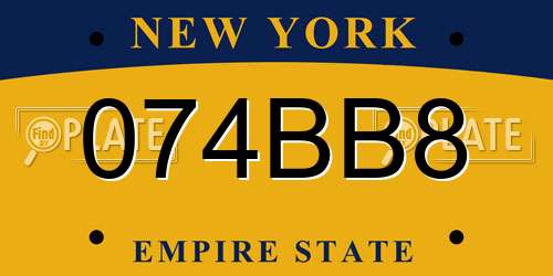 074BB8 New York License Plate