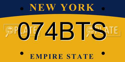 074BTS New York License Plate