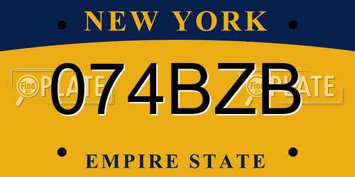 074BZB New York License Plate