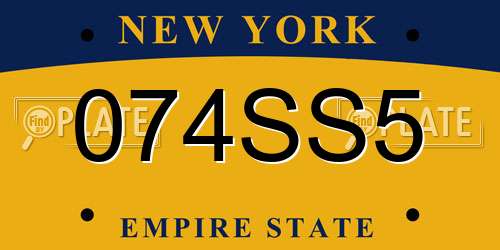 074SS5 New York License Plate
