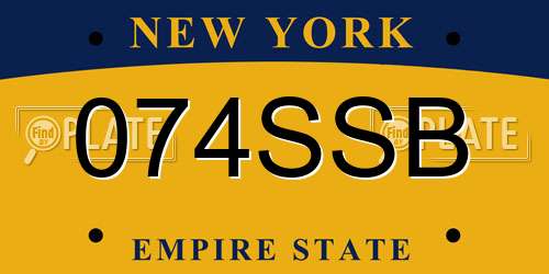 074SSB New York License Plate