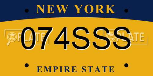 074SSS New York License Plate