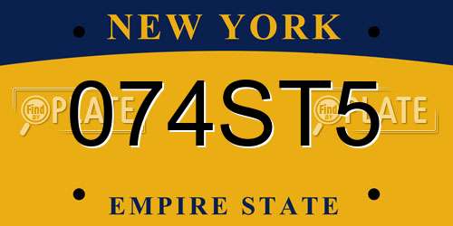 074ST5 New York License Plate