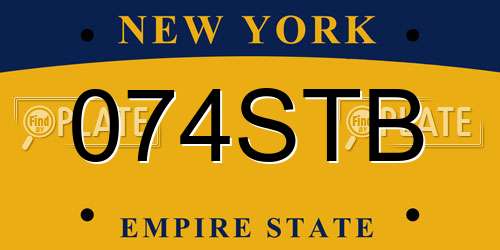 074STB New York License Plate
