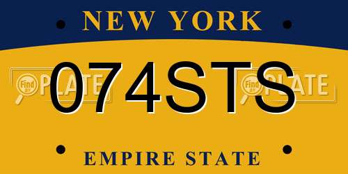074STS New York License Plate