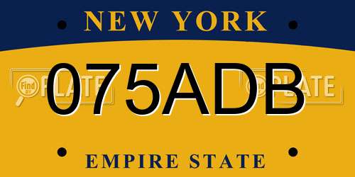 075ADB New York License Plate
