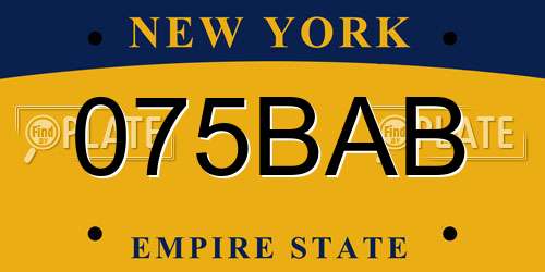 075BAB New York License Plate