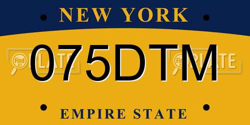 075DTM New York License Plate
