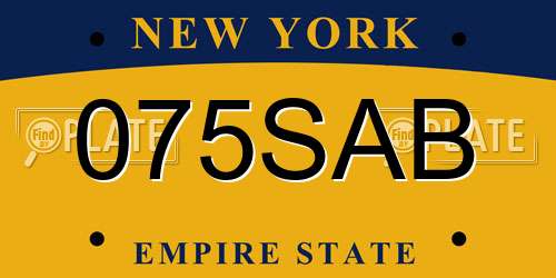 075SAB New York License Plate