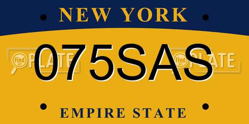 075SAS New York License Plate