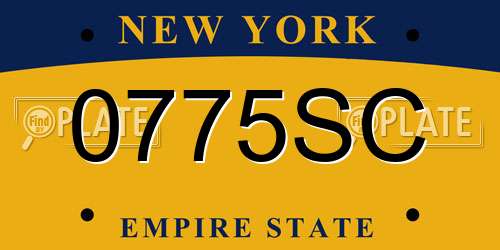 0775SC New York License Plate