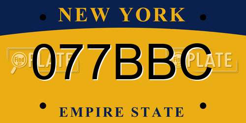 077BBC New York License Plate