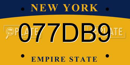 077DB9 New York License Plate