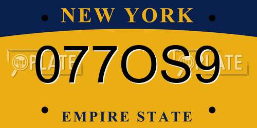 077OS9 New York License Plate