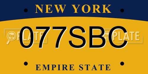 077SBC New York License Plate
