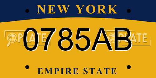 0785AB New York License Plate