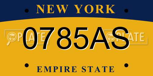 0785AS New York License Plate