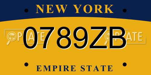 0789ZB New York License Plate