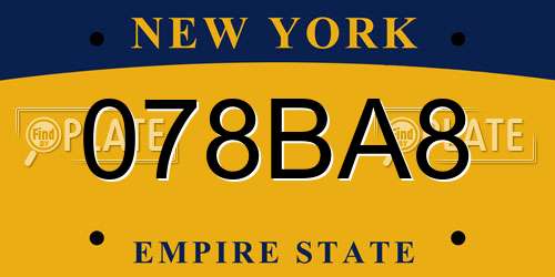 078BA8 New York License Plate
