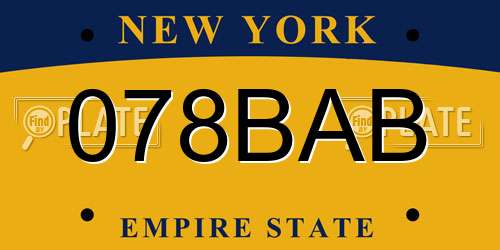 078BAB New York License Plate