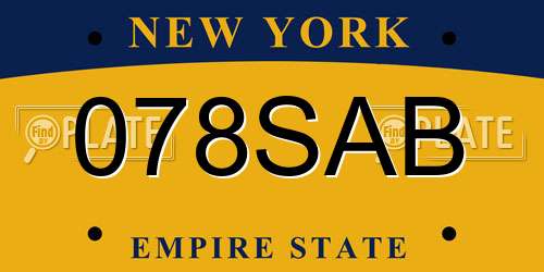 078SAB New York License Plate
