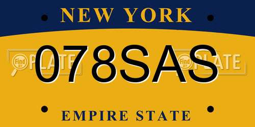 078SAS New York License Plate