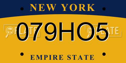 079HO5 New York License Plate