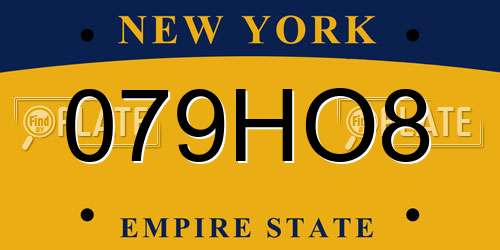079HO8 New York License Plate