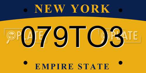 079TO3 New York License Plate
