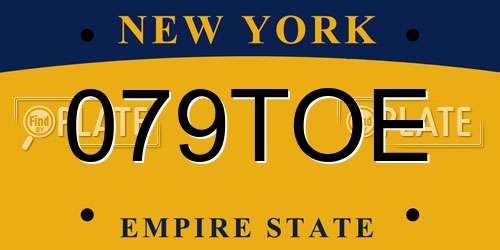 079TOE New York License Plate