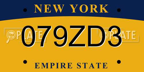 079ZD3 New York License Plate