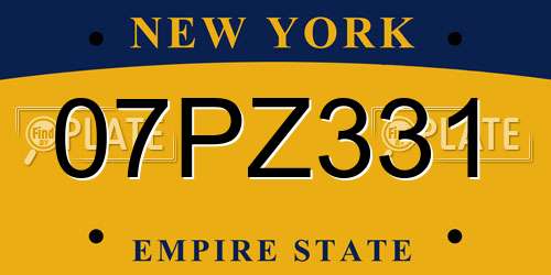 07PZ331 New York License Plate