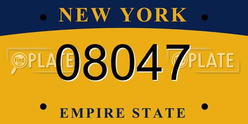 08047 New York License Plate